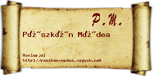 Pászkán Médea névjegykártya